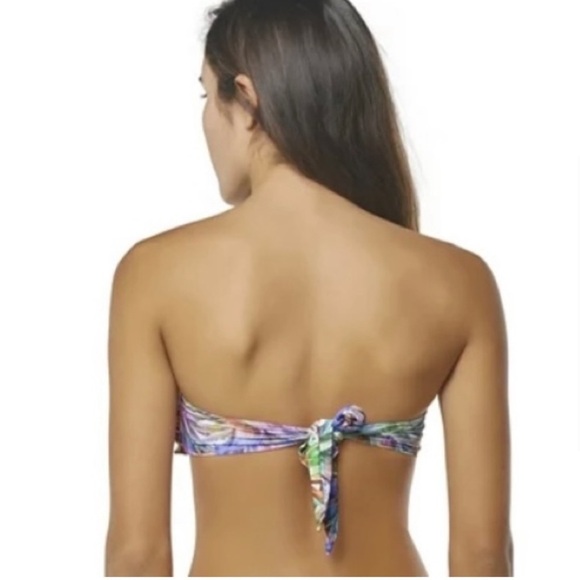 PQ LANAI EMBROIDERED RUFFLE BANDEAU Floral Swim Bikini Top D NWT - Picture 6 of 7